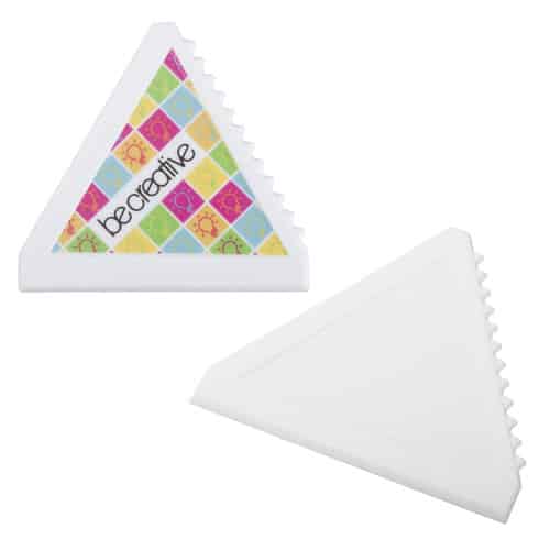 Raschiaghiaccio triangolare in plastica bianca