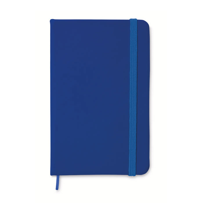Bloc notes con copertina in poliuretano blu con chiusura a elastico