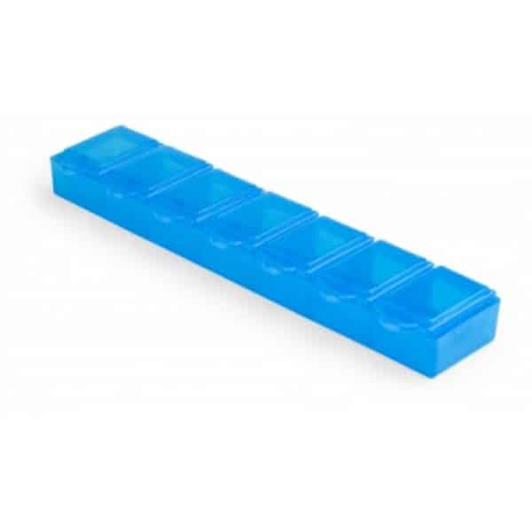 Porta pillole in plastica blu