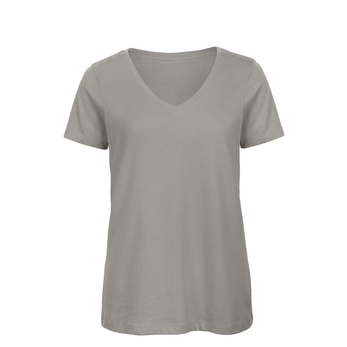 Tshirt manica corta e scollo in cotone a V di colore grigio chiaro