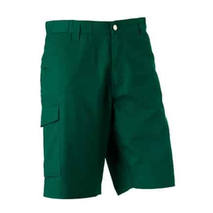 Pantaloncini unisex verdi da lavoro con tasche