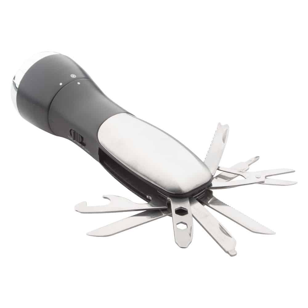 Torcia multiuso grigia con tredici funzioni