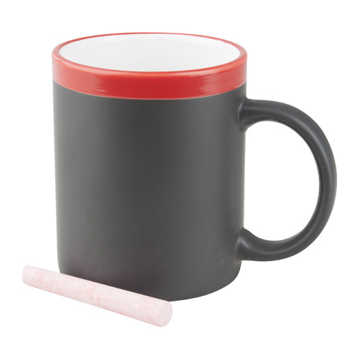 Tazza in ceramica rossa e lavagna con gessetto