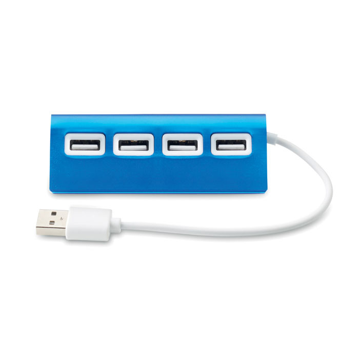 Hub con quattro ingressi usb blu e bianco