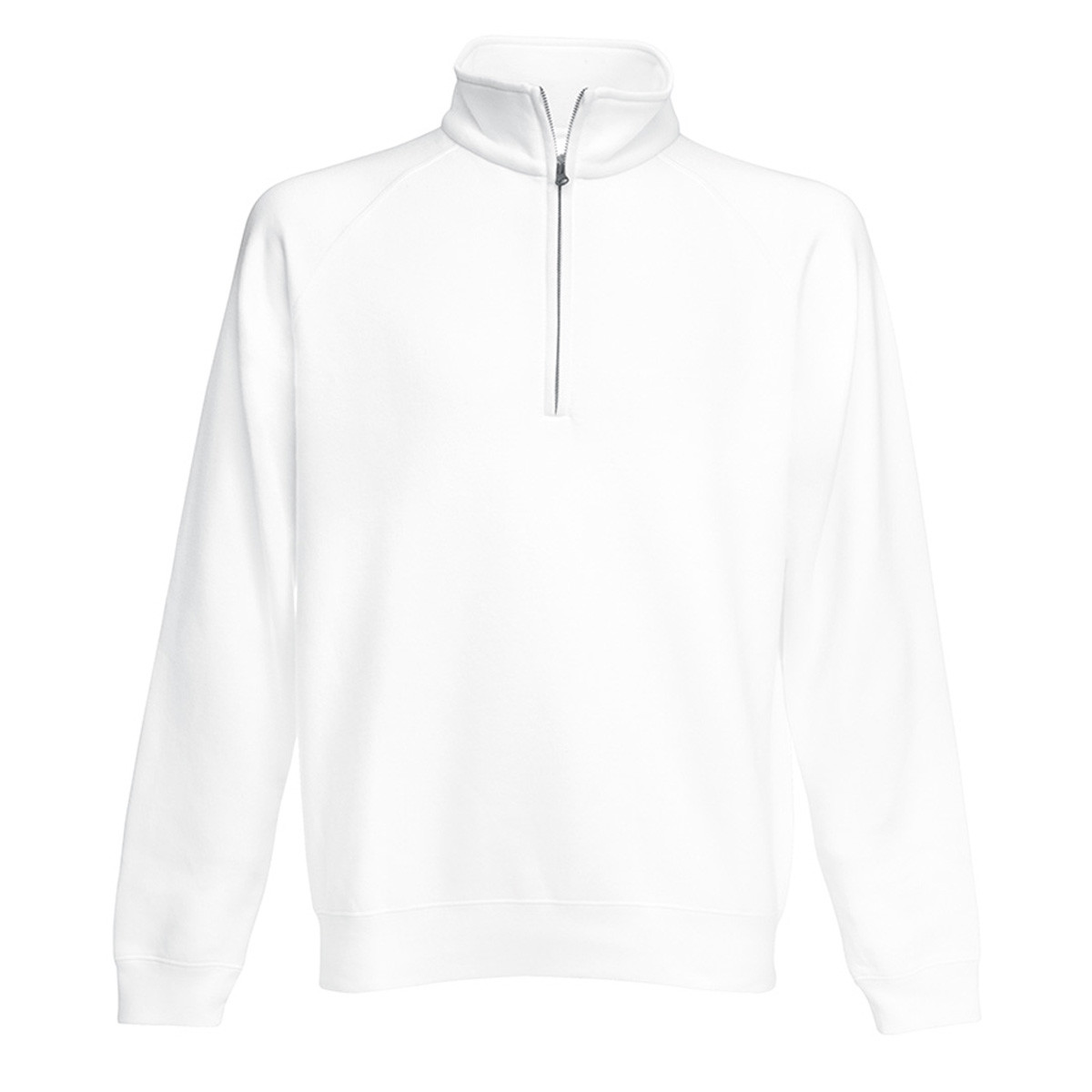 Pile da uomo bianco collo alto con mezza zip