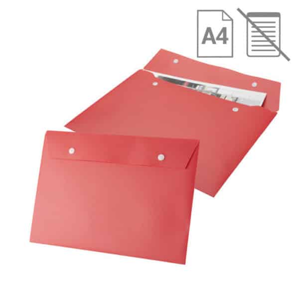 Porta documenti in plastica rossa con chiusura a pressione