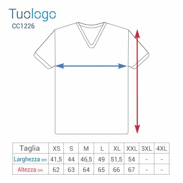 Tabella taglia larghezza altezza