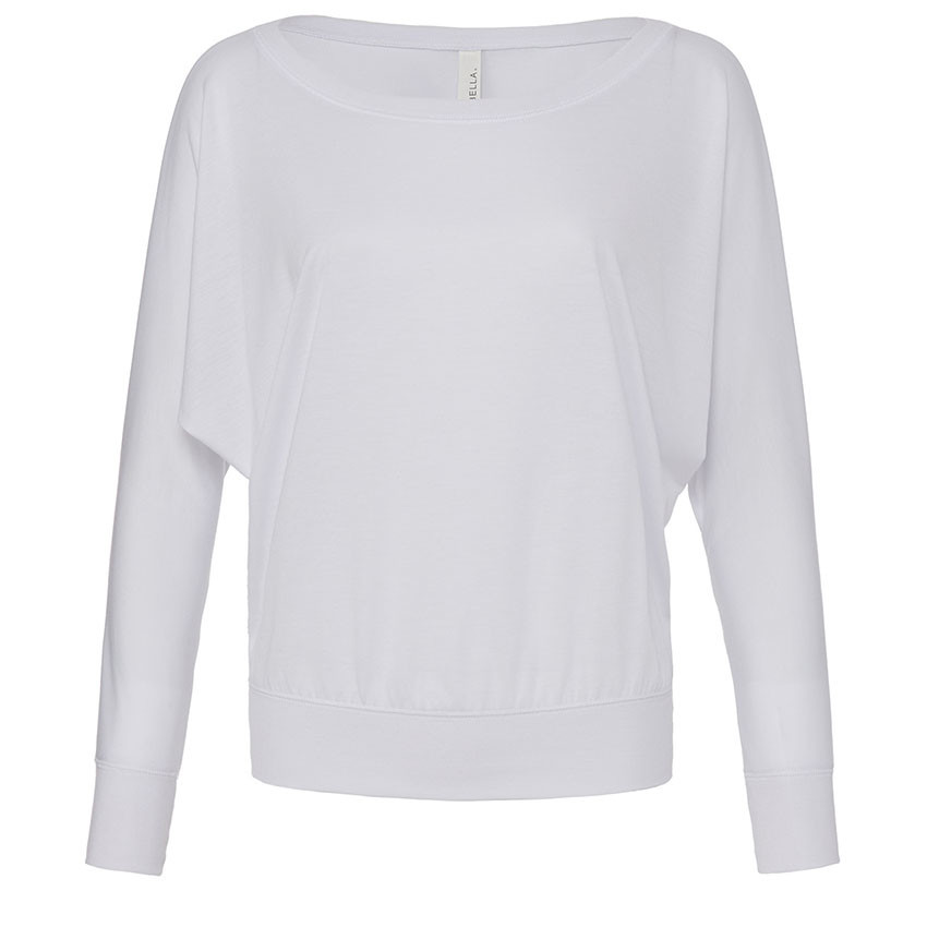 Maglia donna bianca con maniche lunghe a pipistrello