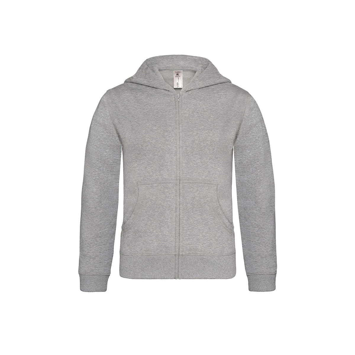 Felpa grigia con tasche, zip e cappuccio