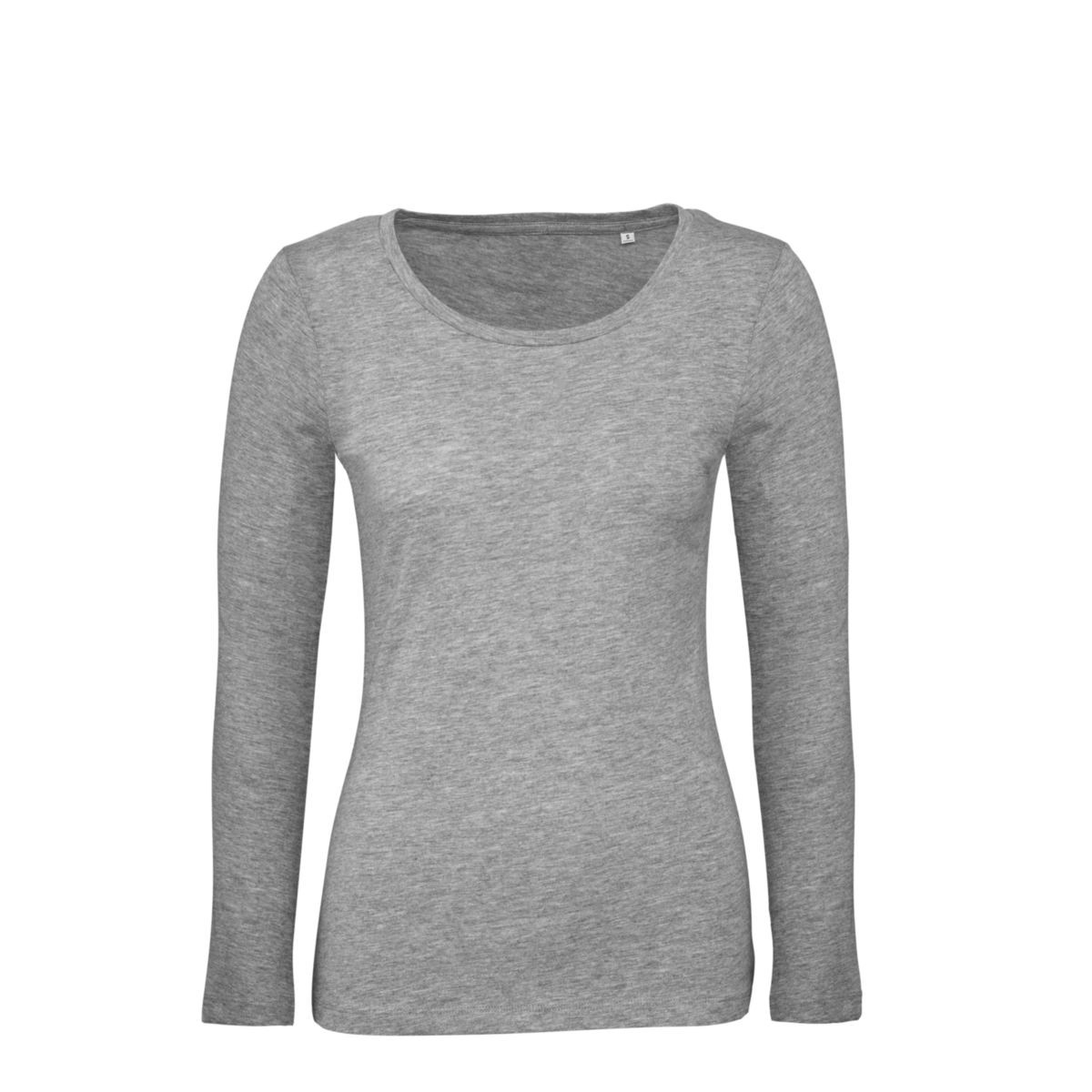 Maglia grigia manica lunga con girocollo 100% cotone