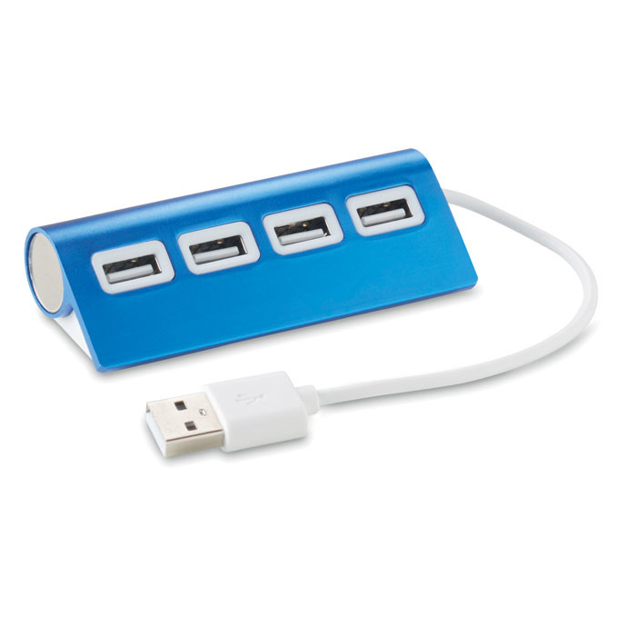 Hub con quattro ingressi usb blu e bianco