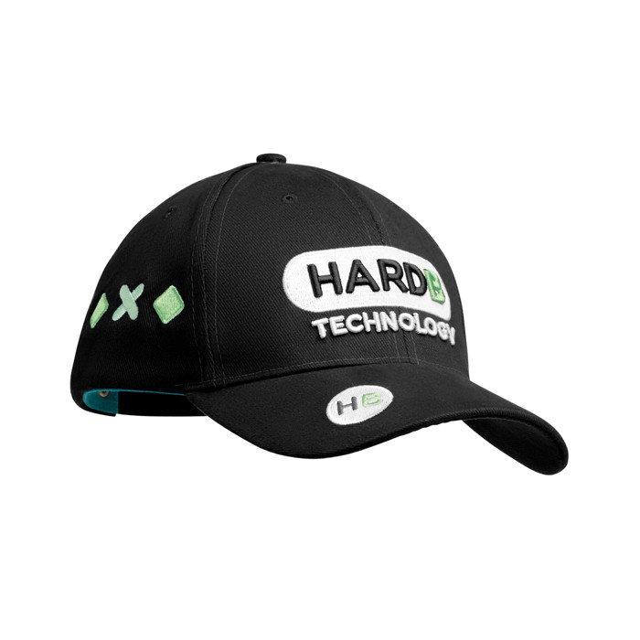 Cappellino in cotone nero con chiusura a velcro e logo