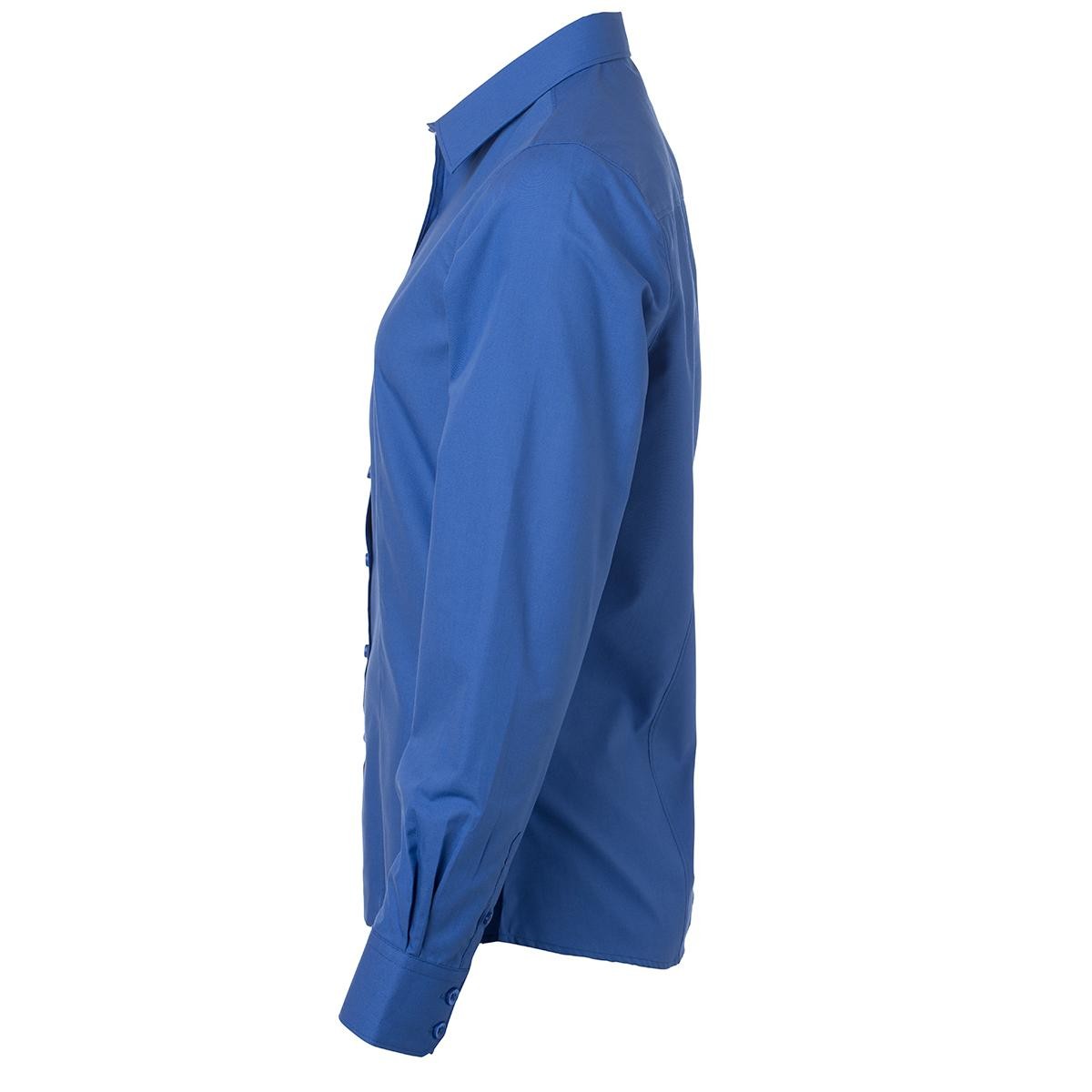 Foto laterale della camicia donna manica lunga blu royal