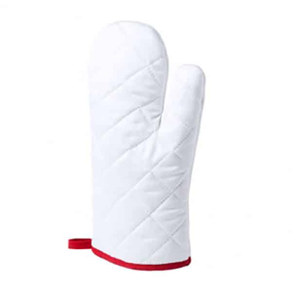 Guanto da forno bianco e rosso in poliestere