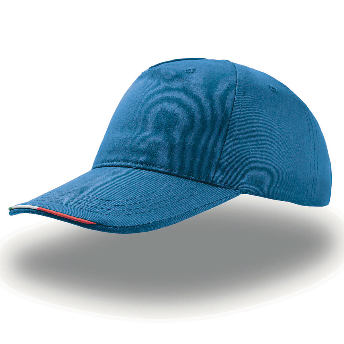 Cappello azzurro con visiera con bandiera italiana