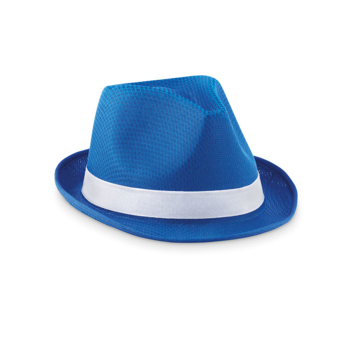 Cappello in poliestere blu con fascia bianca
