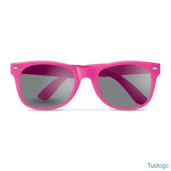 Dettaglio frontale occhiali da sole fucsia