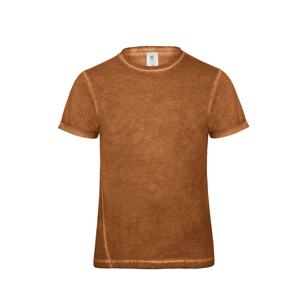 Tshirt in cotone effetto vintage maniche corte a girocollo per adulto arancione