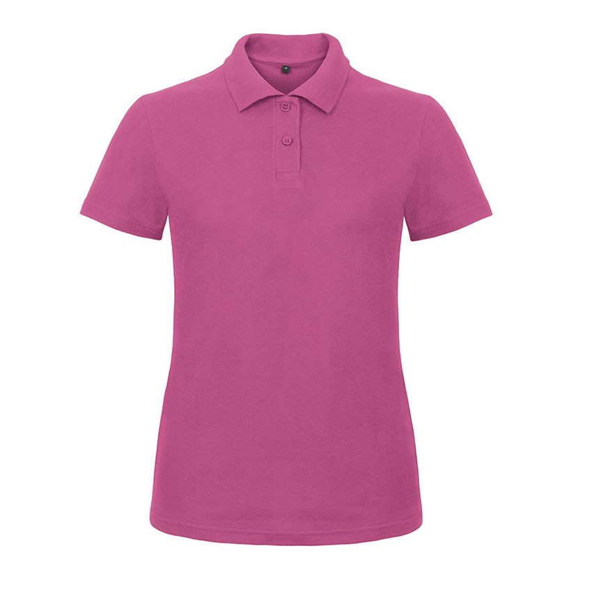 Polo donna manica corta rosa con bottoni