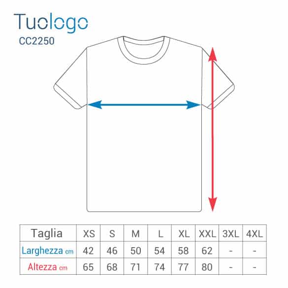 Tabella taglia altezza e larghezza