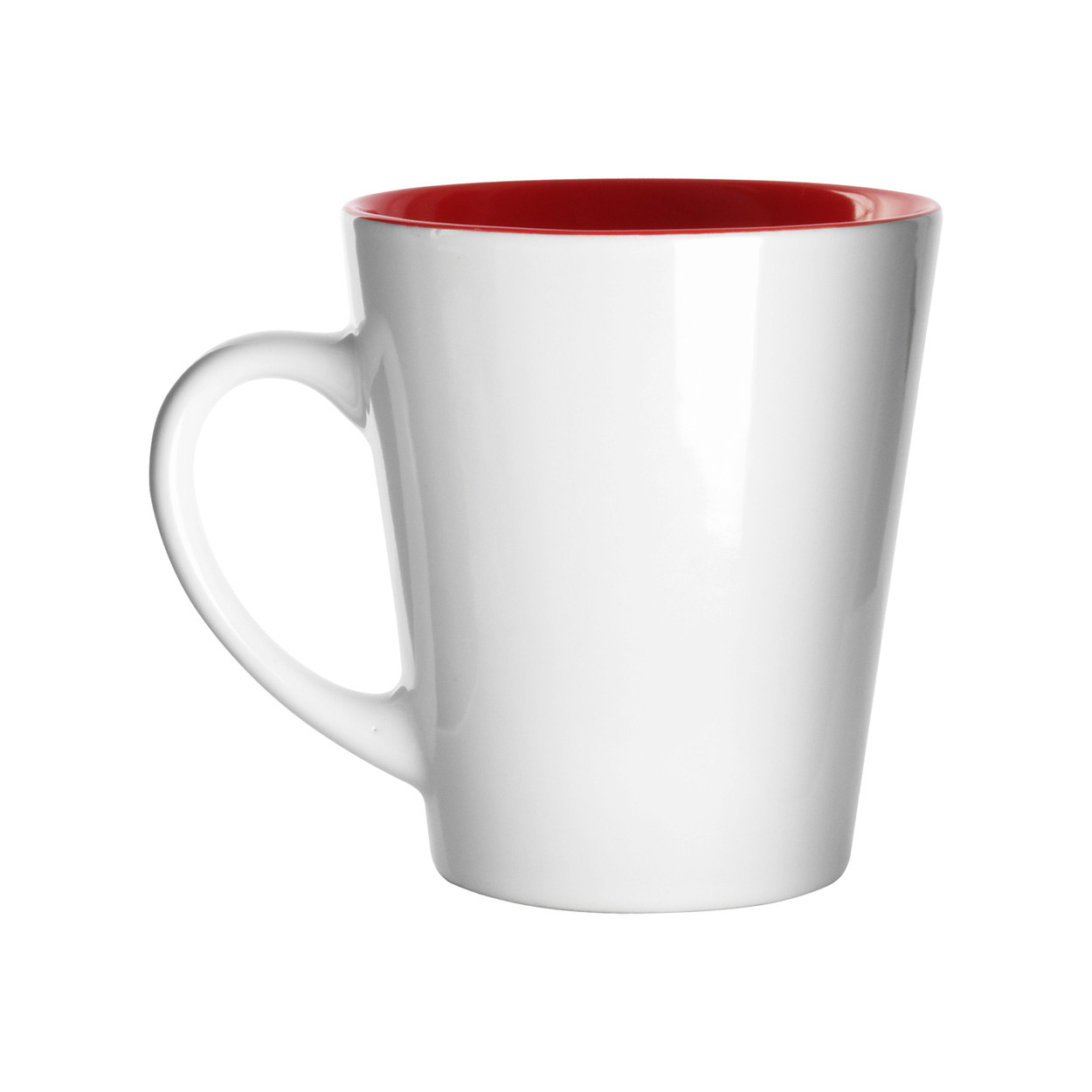 Tazza in ceramica bianca con interno rosso