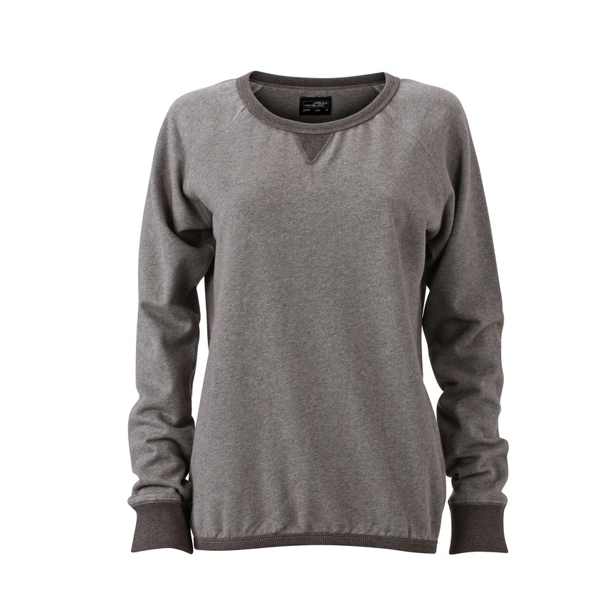 Felpa grigia in cotone con ampia scollatura