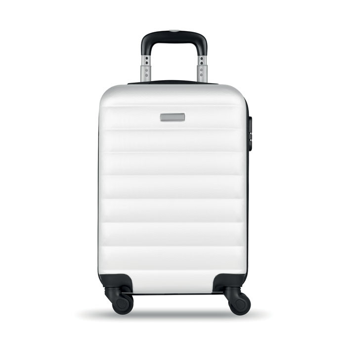 Trolley rigido bianco in abs con comparto principale e lucchetto di sicurezza