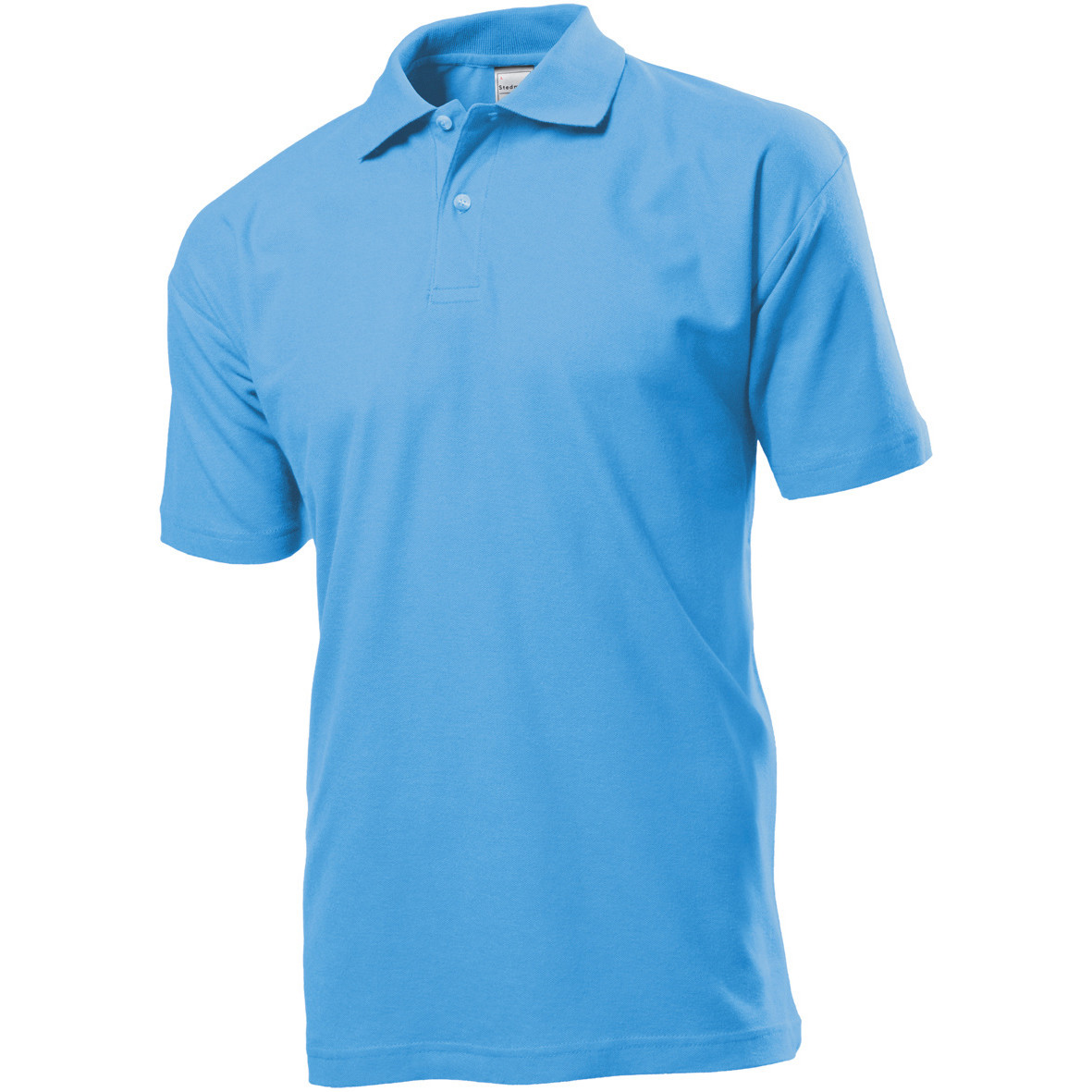 Polo da uomo azzurra manica corta con due bottoni 100% cotone