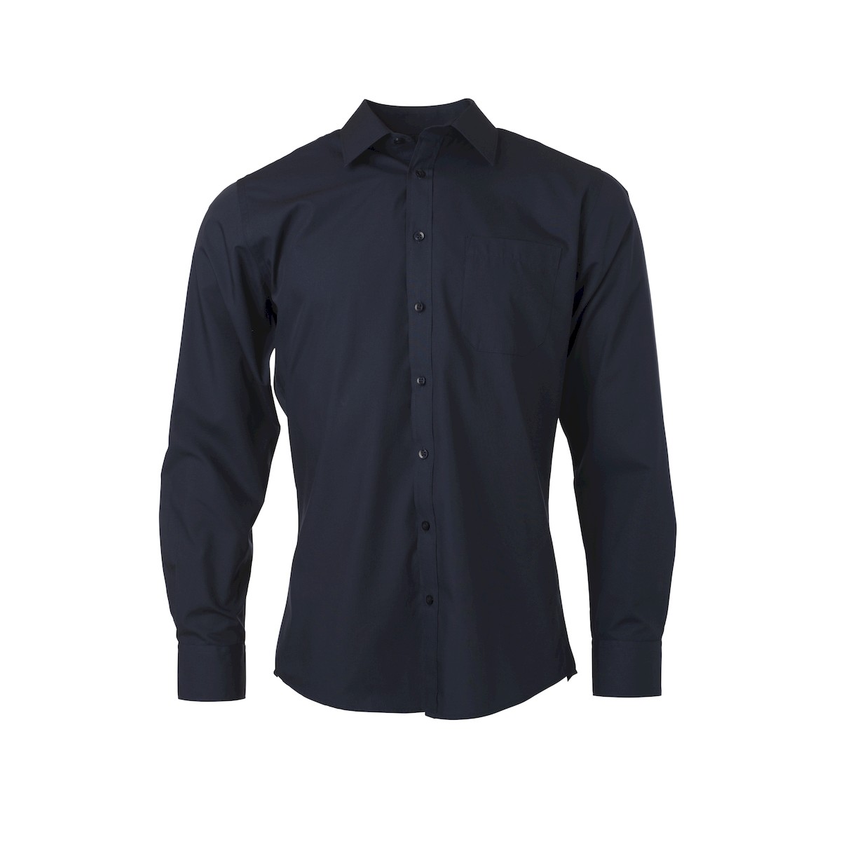 Camicia da uomo manica lunga blu navy con bottoni in tinta