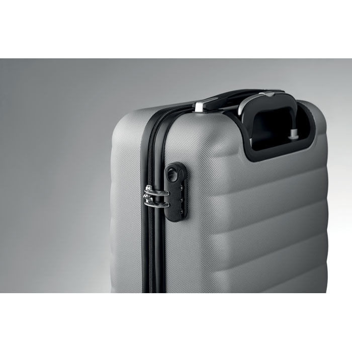 Trolley rigido grigio in abs con comparto principale e lucchetto di sicurezza