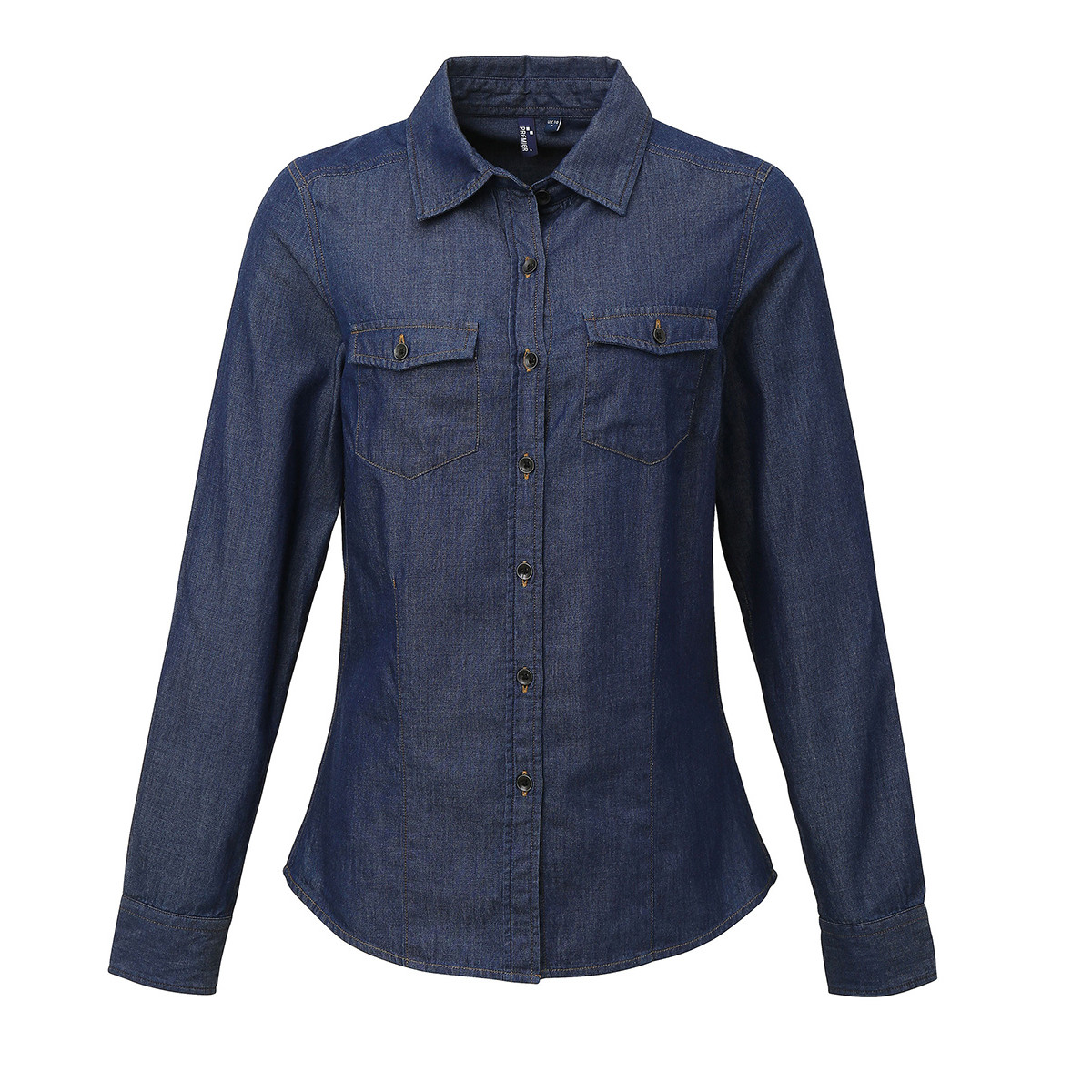 Camicia da donna blu di jeans manica lunga