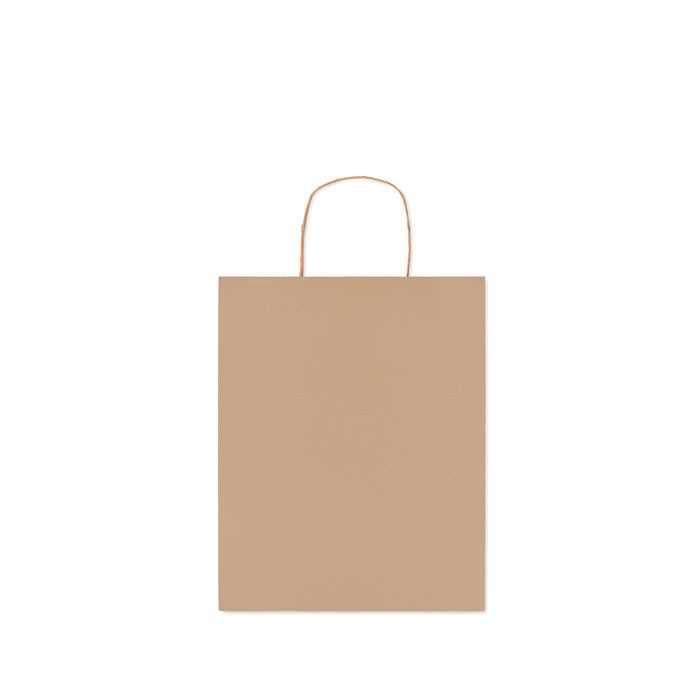 Shopper in carta beige con manici ritorti