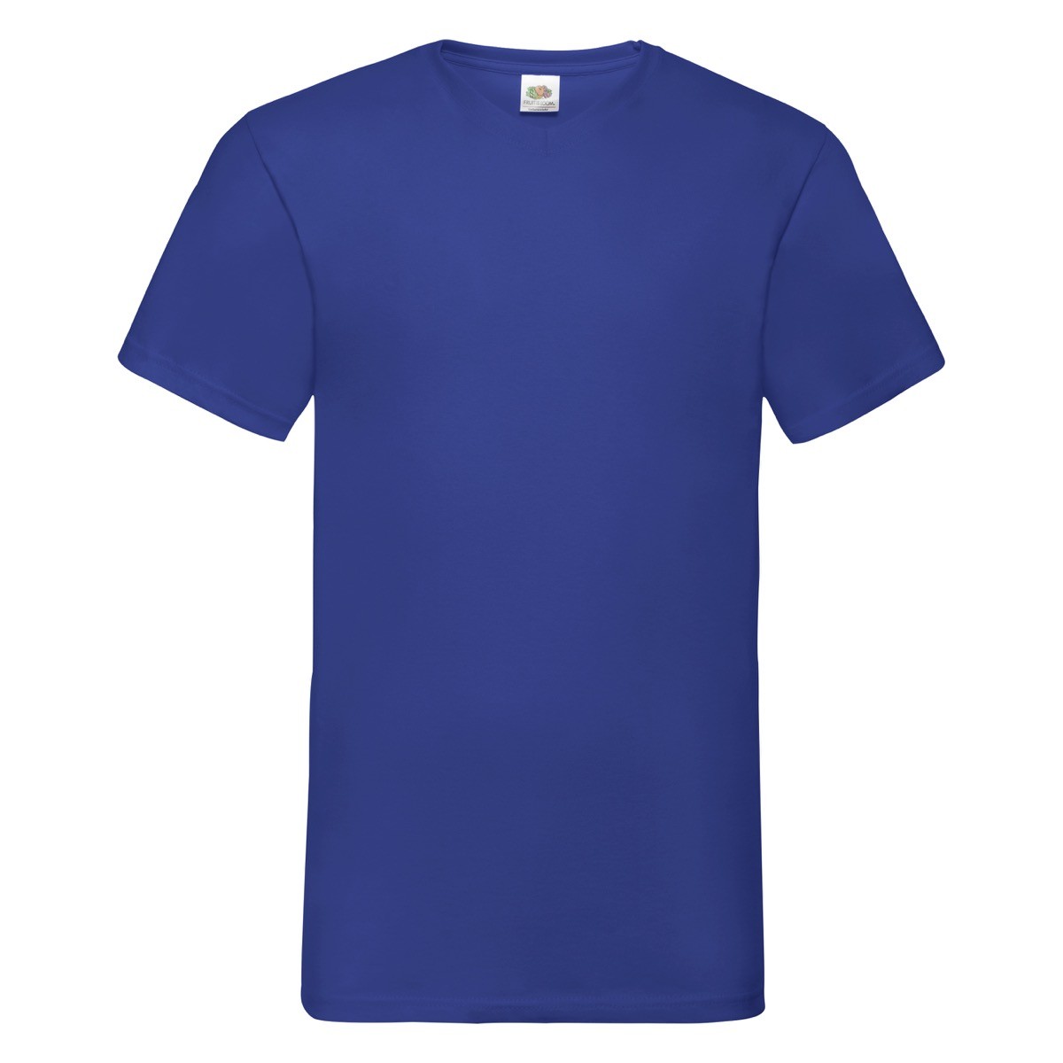 Tshirt in cotone manica corta e scollo a V alto di colore blu oceano