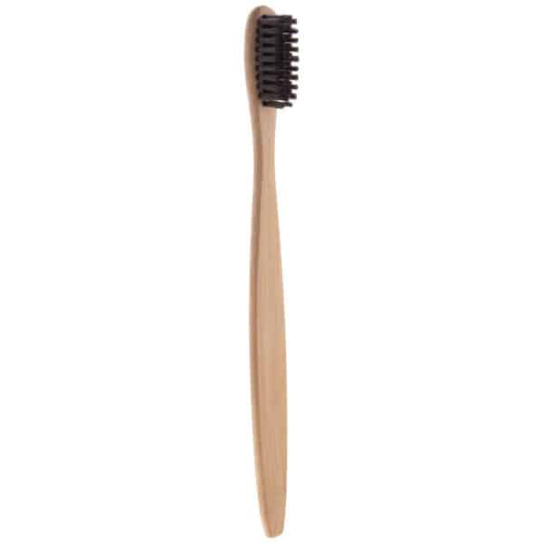 Spazzolino con manico in bamboo naturale e setole di nylon nere