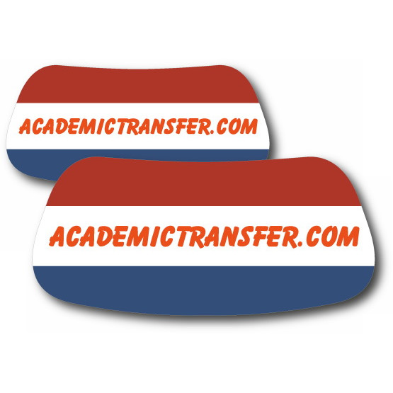 Due sticker adesivi facciali con il logo Academictransfer.com