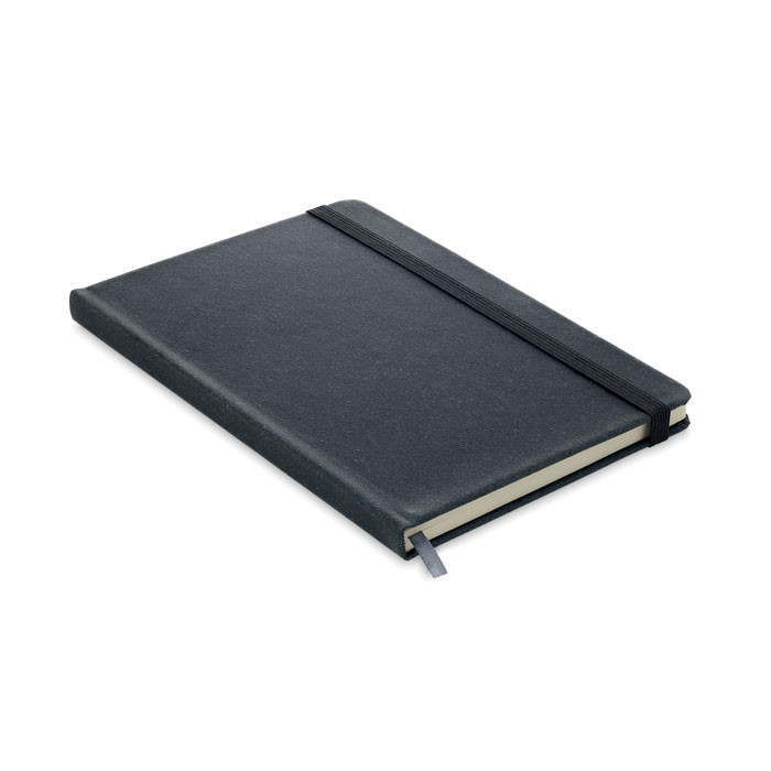 Bloc notes nero con copertina in pu e chiusura a elastico
