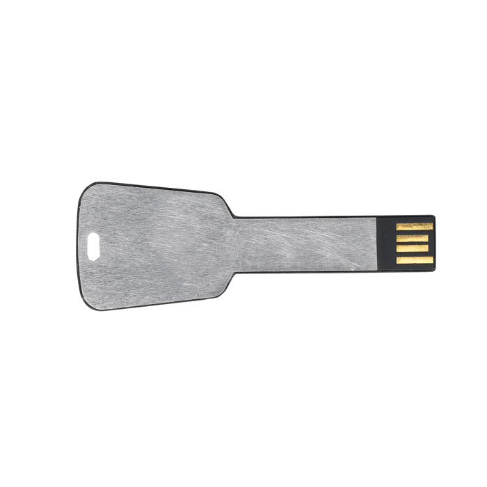 Chiavetta usb grigia in alluminio a forma di chiave