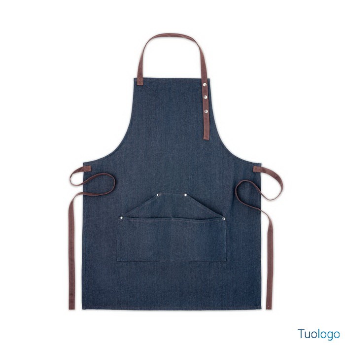 Grembiule color jeans con doppia tasca centrale