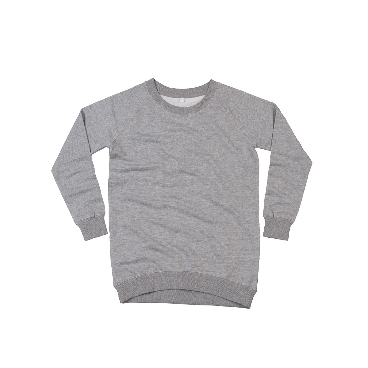 Felpa grigia in cotone con girocollo e taglio lungo