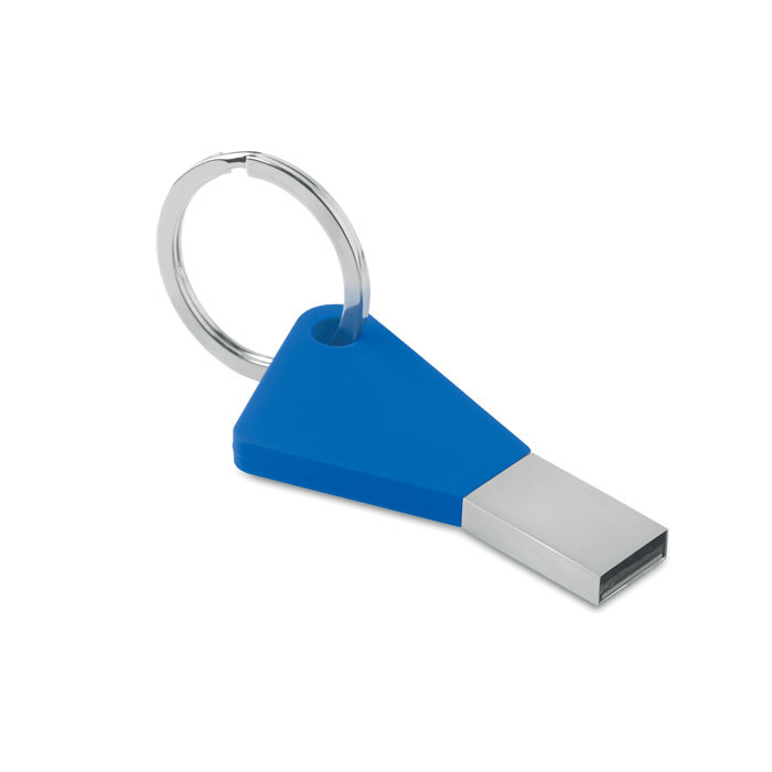 Chiavetta usb blu a forma di chiave con portachiavi