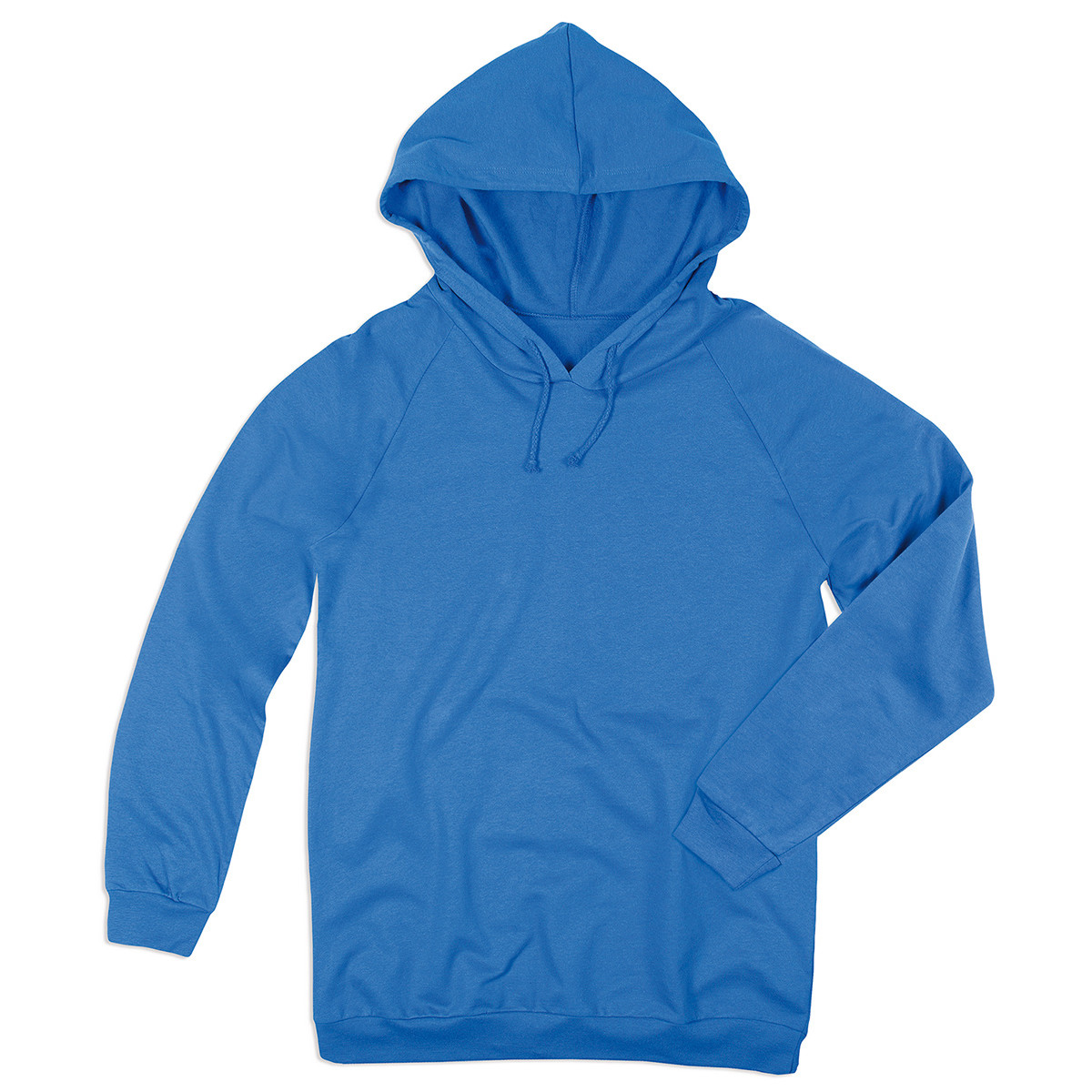 Felpa azzurra in cotone con cappuccio e cuciture laterali