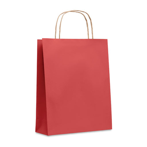 Shopper in carta rossa con manici ritorti
