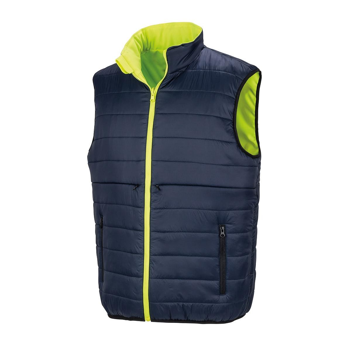 Smanicato reversibile con lato blu con bande catarinfrangenti 100% poliestere