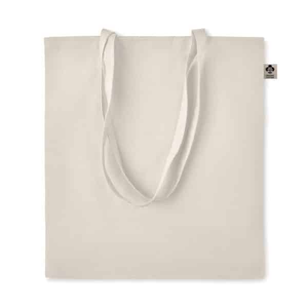 Shopper in cotone bianco con manici lunghi