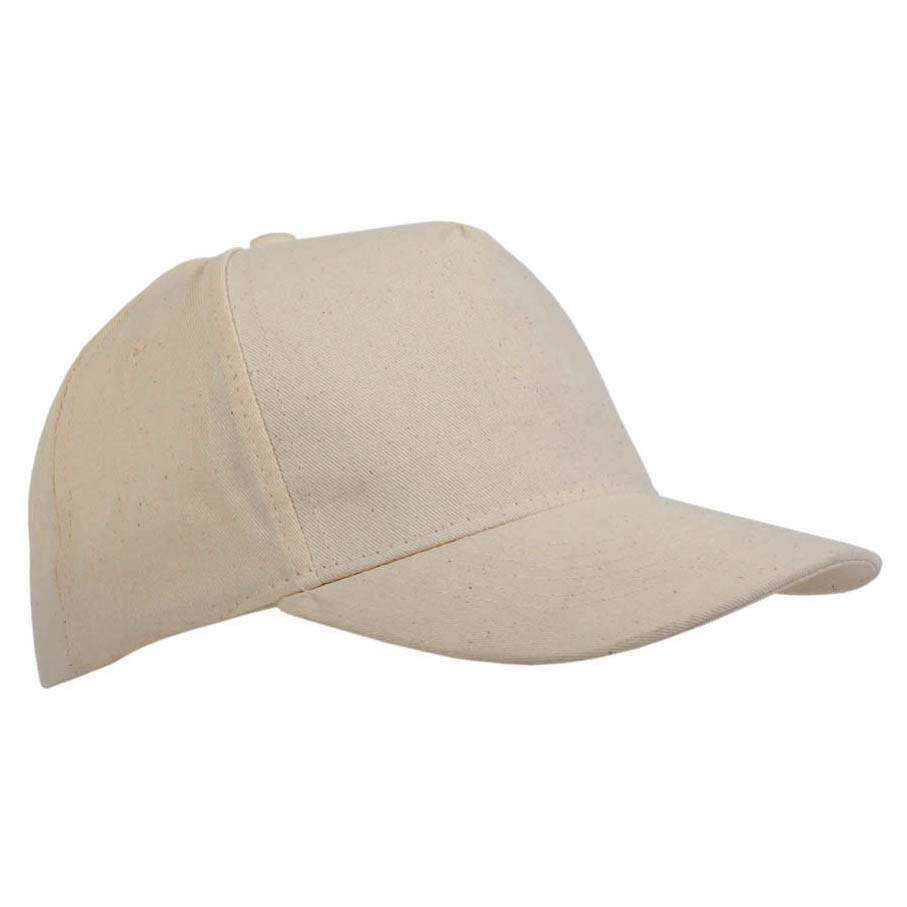 Cappellino in cotone beige con chiusura in velcro