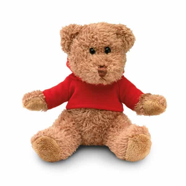 Peluche a forma di orsetto con maglietta rossa personalizzabile