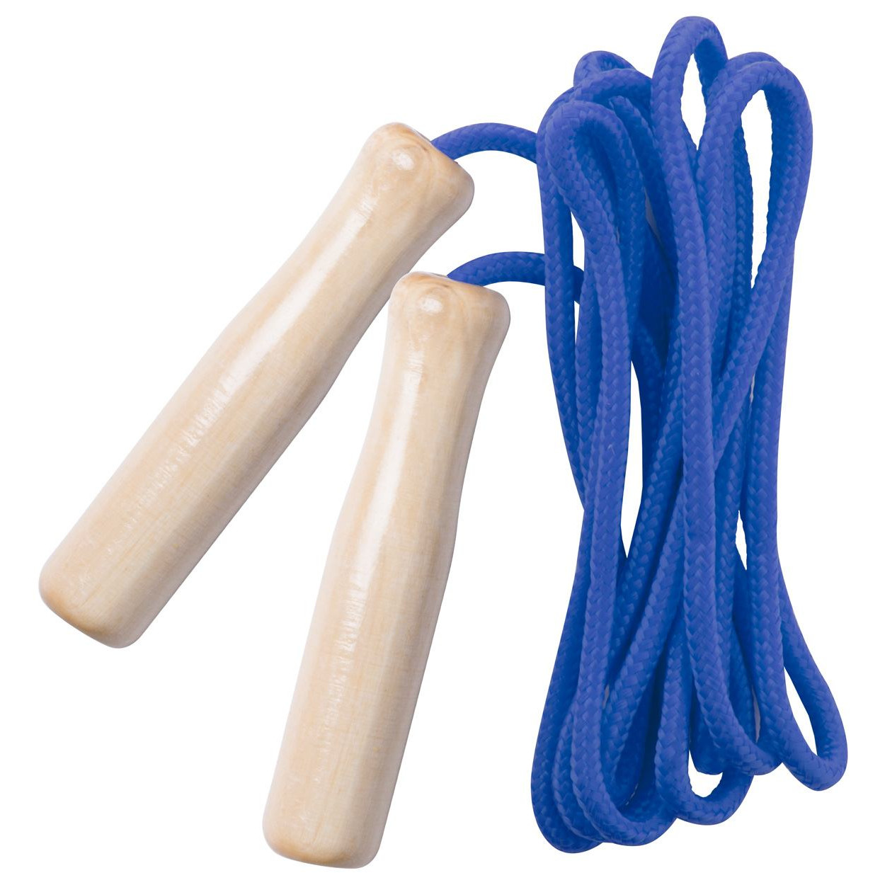 Corda per saltare blu con manici di legno