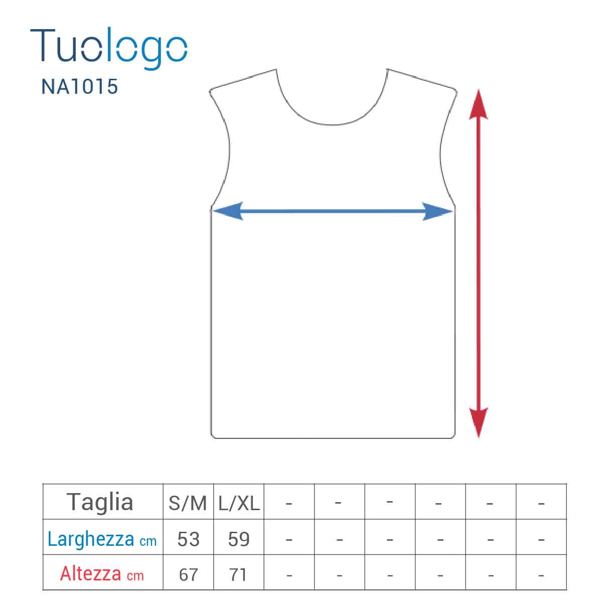 Tabella taglia altezza e larghezza