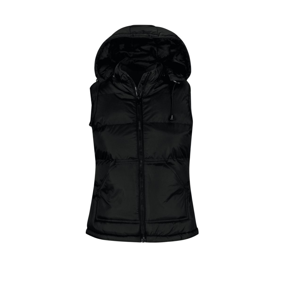 Giubbotto smanicato nero con cappuccio