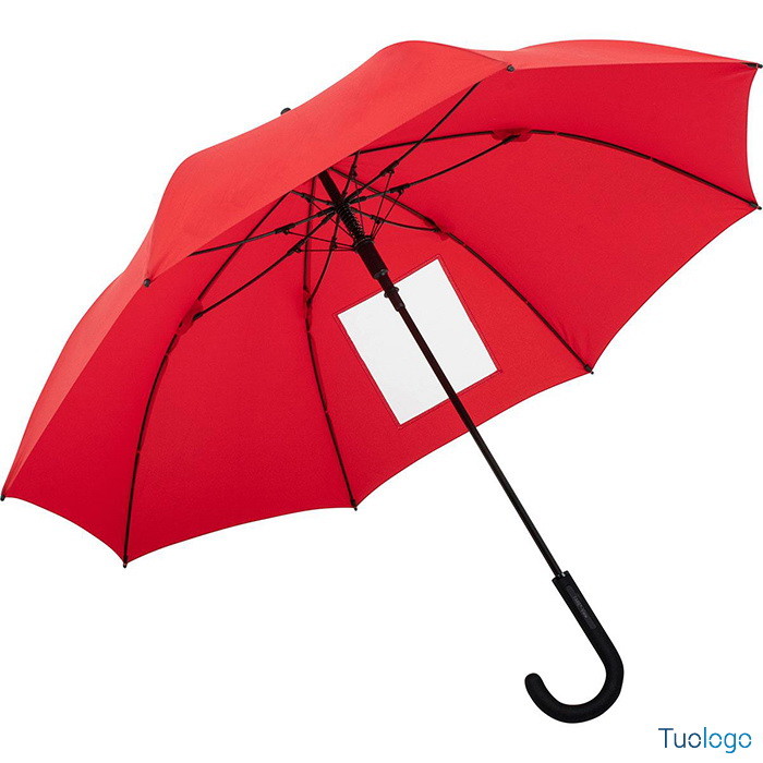 Ombrello automatico in poliestere arancione, con manico in plastica e finestra trasparente